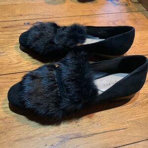 Donald J. Pliner Lilian Shoes Kid Black Suede & Rabbit Fur Loafer Women’s Size 6